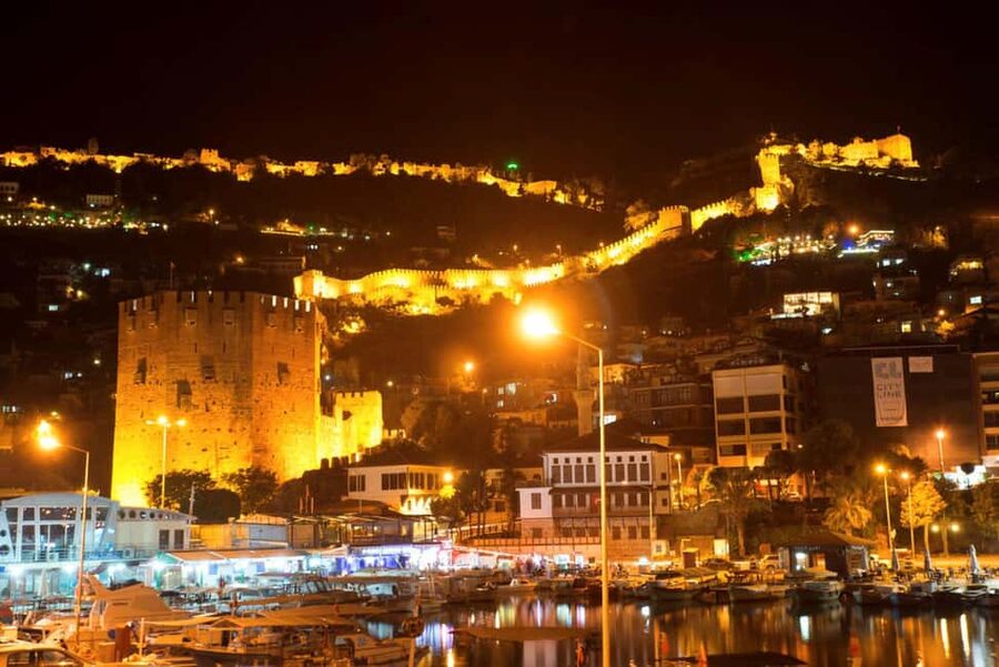 Alanya Night Tour: Castle, Cable Car & Cleopatra Beach - Taking the cable car up to Alanya Castle