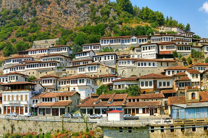 Berat city UNESCO tour, the Castle & Belshi lake- From Tirana - Mangalemi, Gorica, and the bridge show Berat at street level