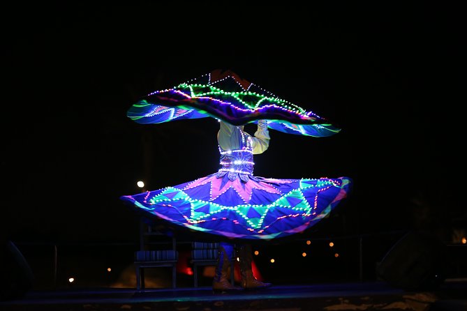 Dubai: Luxury Desert Fortress Dinner, Camel Ride & Live Shows - A barbecue buffet with a practical warning