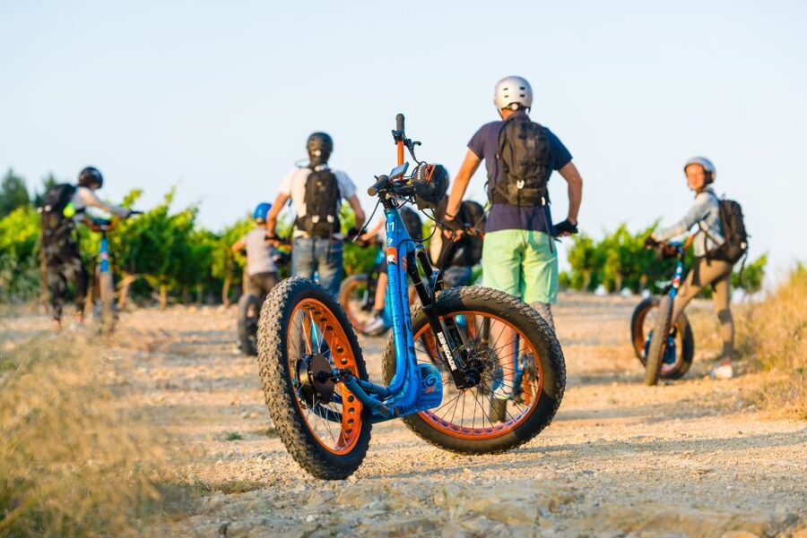 Electric Scooter Tour of Château l'Hospitalet estate - Five wines in the cellar