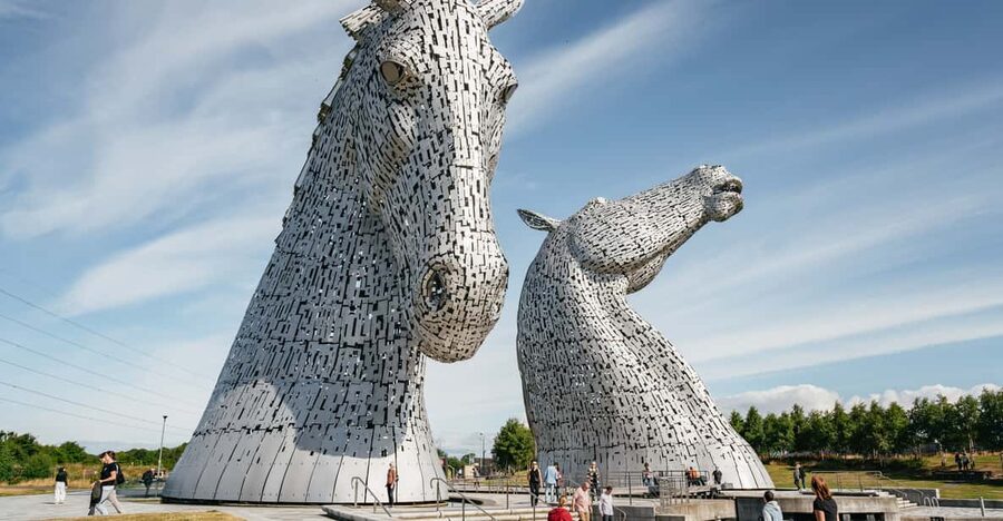 From Edinburgh: Loch Lomond, Stirling Castle & Kelpies Tour - The Kelpies: a powerful start beside the canal