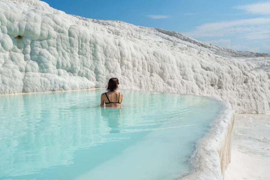From Turunc: Pamukkale Cotton Castle & Hierapolis Day Trip - Three hours among the white travertines
