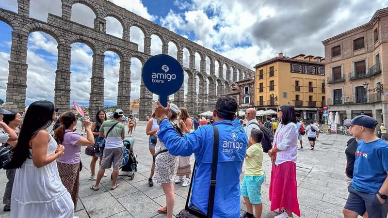 Madrid: Segovia & Ávila Full Day with Alcázar & Wall Tickets - Segovia’s aqueduct makes the first impression