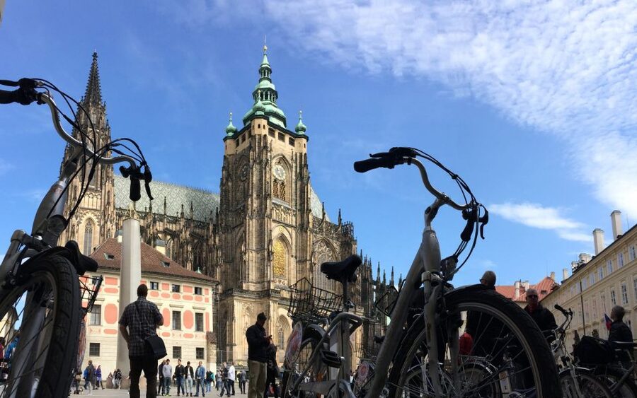 Prague: Stunning Viewpoints, Castle, City & Park Bike Tour - Wenceslas Square and Prague’s New Town